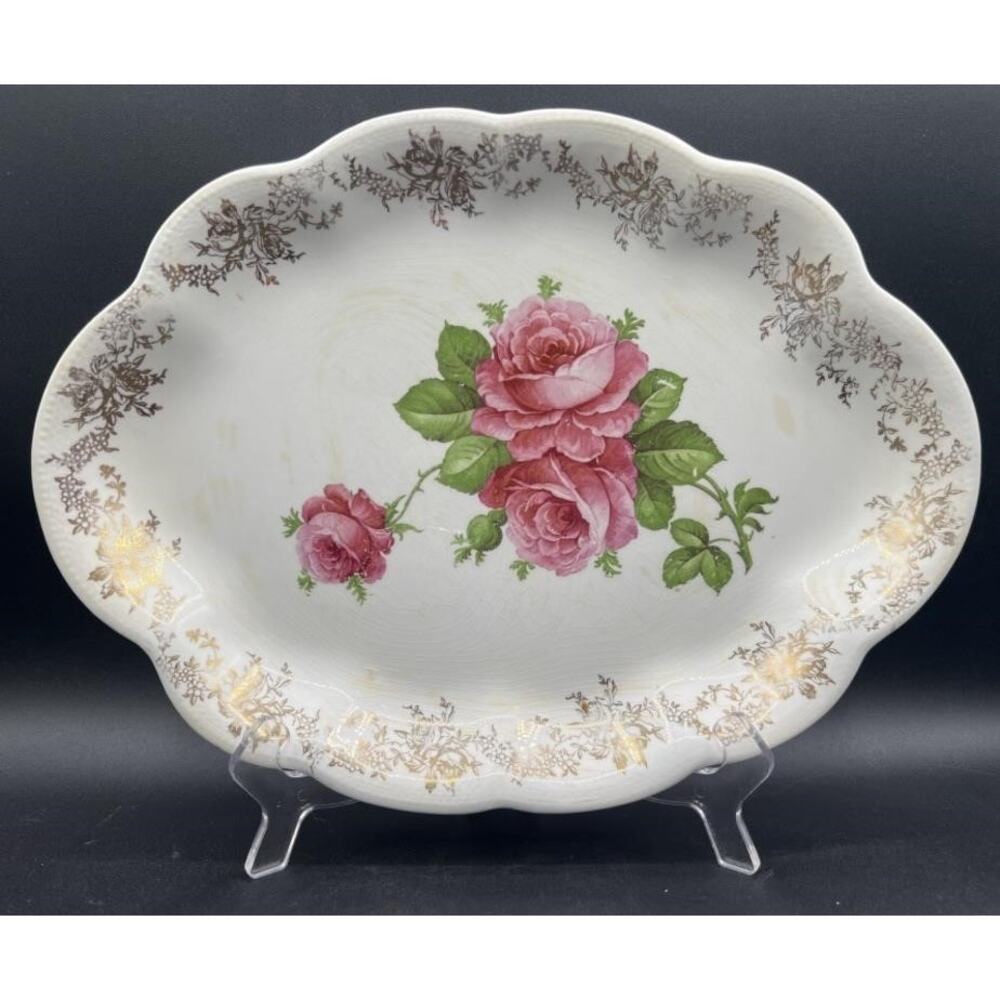 Vintage (1905) Homer Laughlin The Angelus Floral Pattern Serving Platter - Rare!